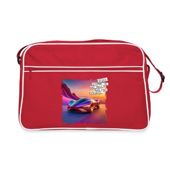 AFFICHE Dicton porte-bonheur | Voiture futuriste - Sac Retro - rouge/blanc - Devant