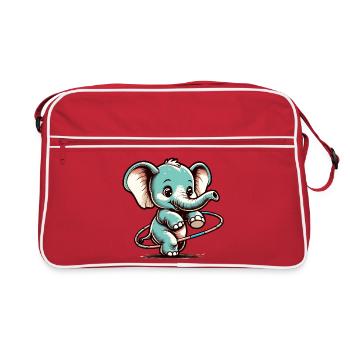 Cute cartoon elephant with hula hubs - Retro Bag - red/white - Front