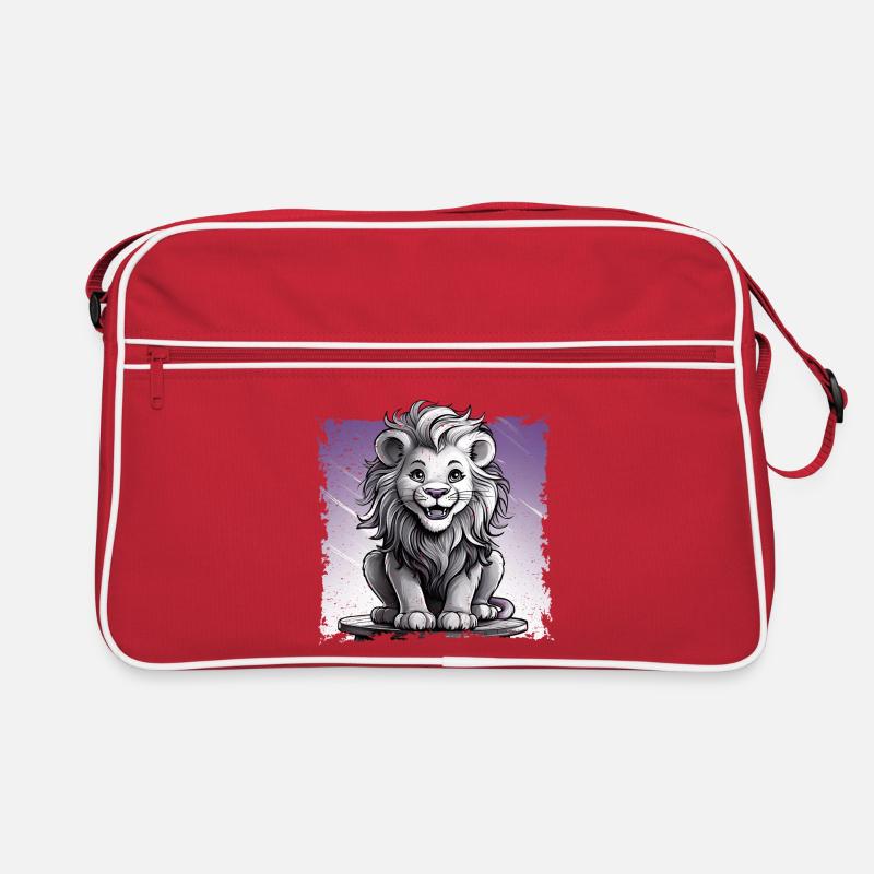 Lion comic, laughing sitting on stool | Poster Retro Bag