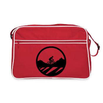 Mountain Bike Cyclist Drawing - Retro Bag - red/white - Front