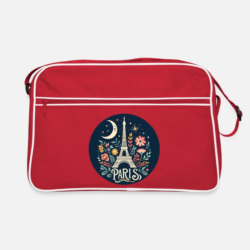 Paris Stern und Mond Blumenillustration Retro Tasche