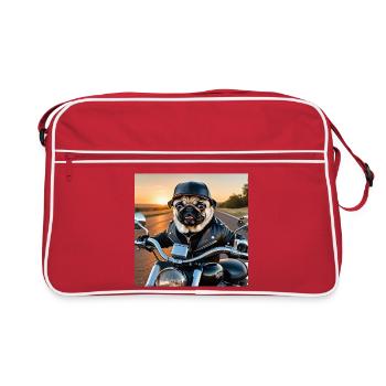 Motard pour chien dans le style d’une veste en cuir - Sac Retro - rouge/blanc - Devant