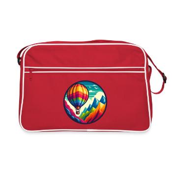 Colorful hot air balloon in the mountains - Retro Bag - red/white - Front