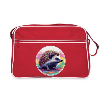 Colorful Digital Art - Hedgehog - Retro Bag - red/white - Front