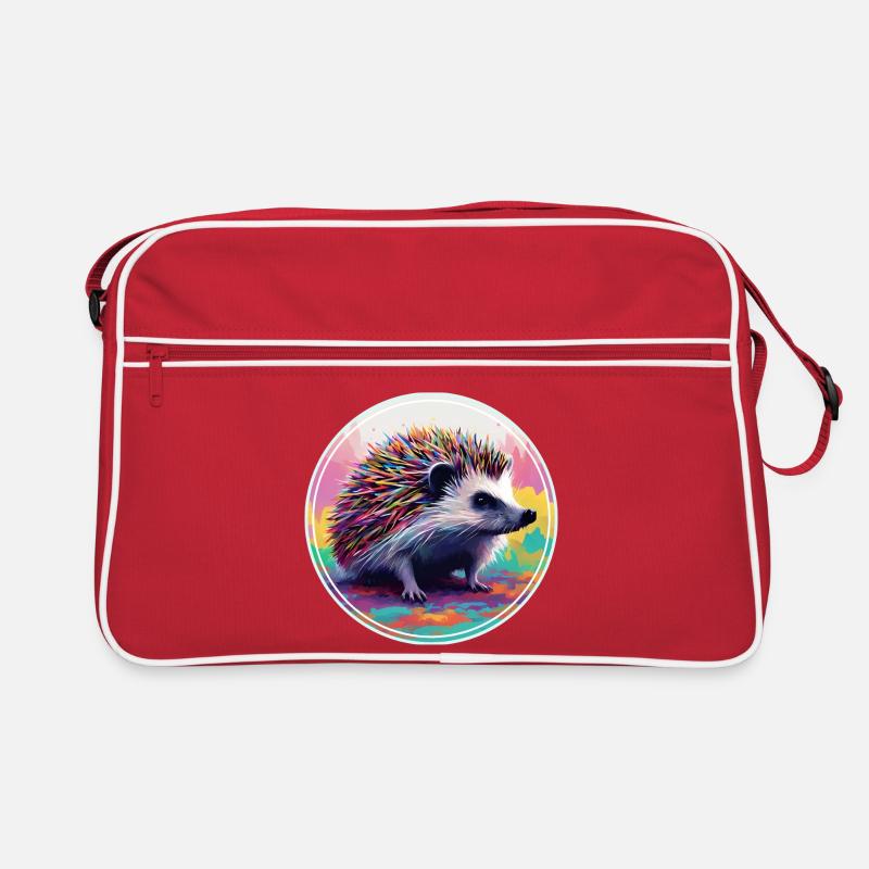 Farbenfrohe digitale Kunst - Igel Retro Tasche