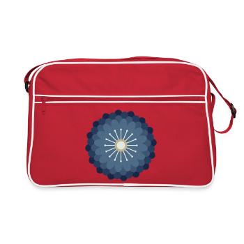 Blue Cream & Gold Flower - Retro Bag - red/white - Front