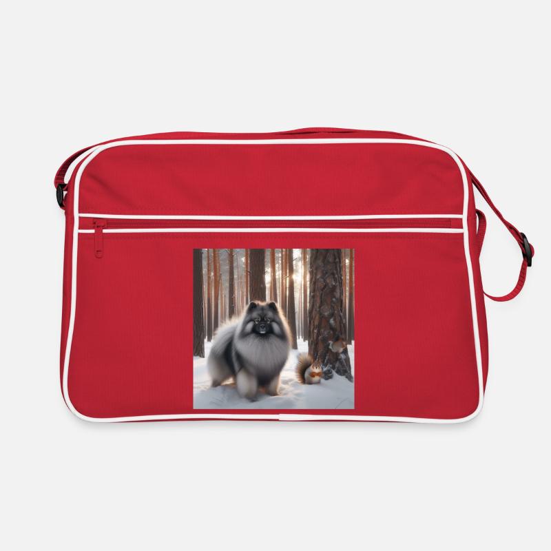 Wolfspitz im Schnee Retro Tasche