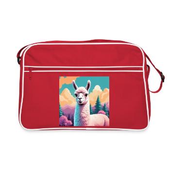 Lama - Retro Tasche - Rot/Weiß - Vorne
