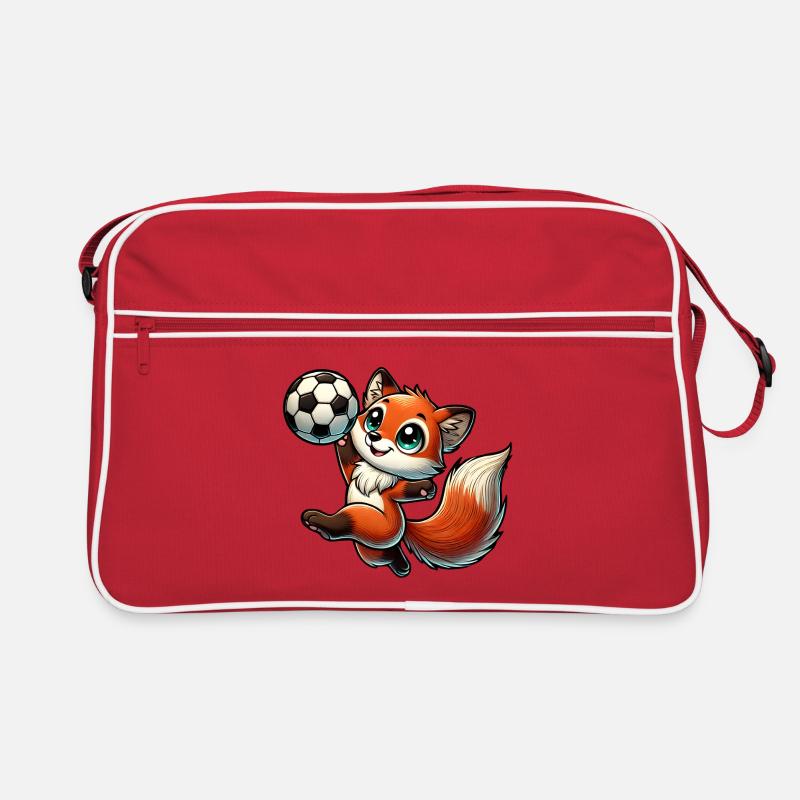 Cheerful fox playing with a soccer ball Retro Bag