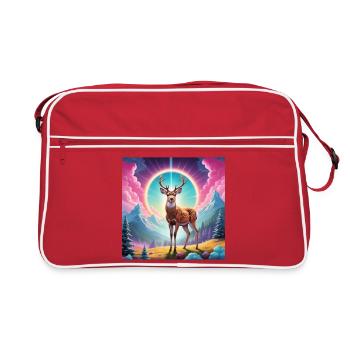 Deer on the mountain - Retro Bag - red/white - Front