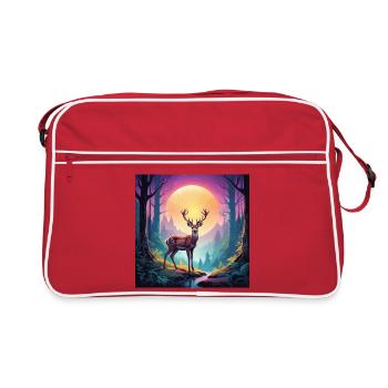 Deer in the forest - Retro Bag - red/white - Front