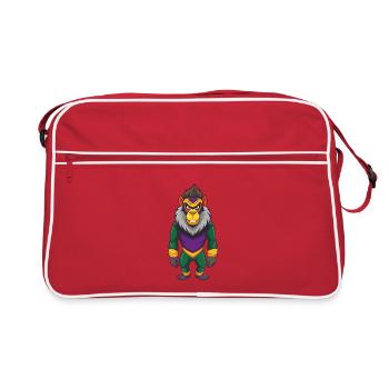 Mandrill Funny Kawaii Cartoon Character Clipart - Retro Bag - red/white - Front