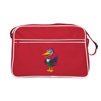 Storch Lustige Kawaii Cartoon Figur Clipart - Retro Tasche - Rot/Weiß - Vorne