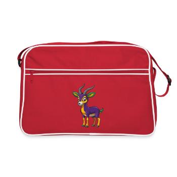 Impala Lustige Kawaii Cartoon Figur Clipart - Retro Tasche - Rot/Weiß - Vorne