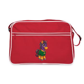 Pony Funny Kawaii Cartoon Character Clipart - Retro Bag - red/white - Front