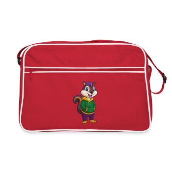 Chipmunk Funny Kawaii Cartoon Character Clipart - Retro Bag - red/white - Front