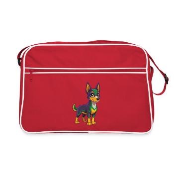 Australian Kelpie Dog Funny Kawaii Cartoon Clipart - Retro Bag - red/white - Front