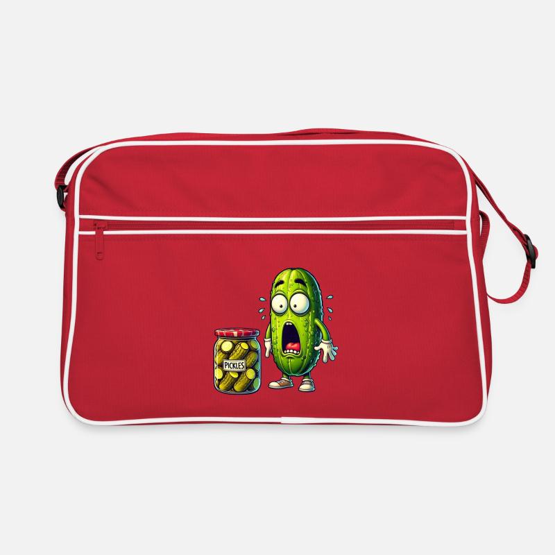 Lustiges Gurken Design - Retro Tasche - Rot/Weiß