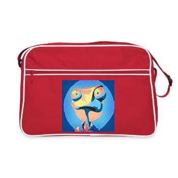 Caméléon Pop Art aux couleurs néon - Sac Retro - rouge/blanc - Devant