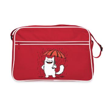 Happy cat Under Rain - Retro Bag - red/white - Front