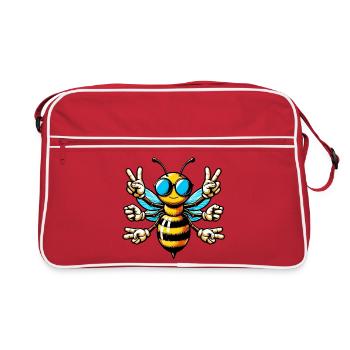Abeille avec des lunettes de soleil - Sac Retro - rouge/blanc - Devant