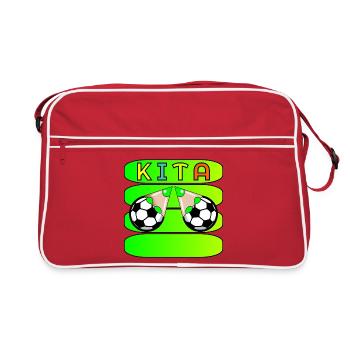 KITA FUßBALL NAMENSSCHILD - Retro Tasche - Rot/Weiß - Vorne