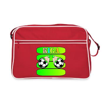 KINDERGARTENKINDER NAMENSSCHILD KIGA FUßBALL - Retro Tasche - Rot/Weiß - Vorne