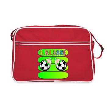 Grundschule 3. Klasse Fußball - Retro Tasche - Rot/Weiß - Vorne