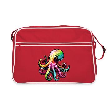 Krake - Retro Tasche - Rot/Weiß - Vorne