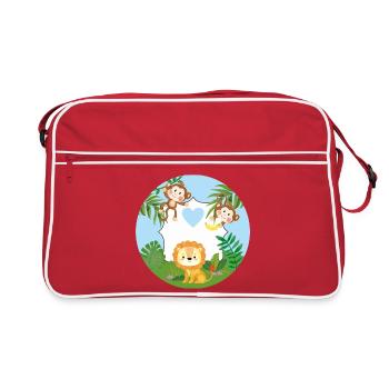 Friendship - Little Monkeys & Lion - Retro Bag - red/white - Front