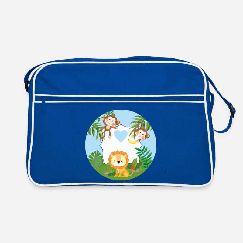 Freundschaft - Kleine Äffchen & Löwe  Retro Tasche