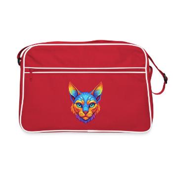 Chat Rex allemand, race de chat, dessin animé, animal de compagnie kawaii - Sac Retro - rouge/blanc - Devant