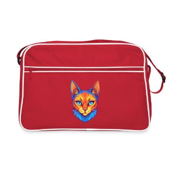 Burmilla Chat Race Dessin animé Kawaii Animal Pet - Sac Retro - rouge/blanc - Devant