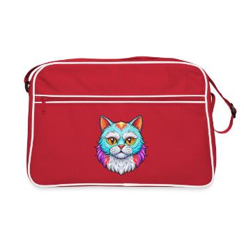 Selkirk Rex Chat Race Dessin animé Kawaii Animal Animal Pet - Sac Retro - rouge/blanc - Devant