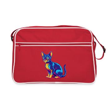 Chat Abyssin Race Dessin Animé Kawaii Animal De Compagnie - Sac Retro - rouge/blanc - Devant