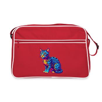 Ocicat Chat Race Dessin Animé Kawaii Animal Pet - Sac Retro - rouge/blanc - Devant