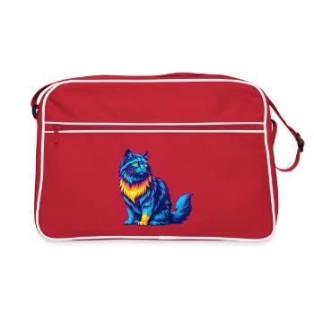Allemand à poil long race de chat dessin animé Kawaii Animal Pe - Sac Retro - rouge/blanc - Devant
