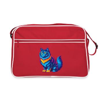 Chat Sibérien Race Dessin animé Kawaii Animal Pet - Sac Retro - rouge/blanc - Devant