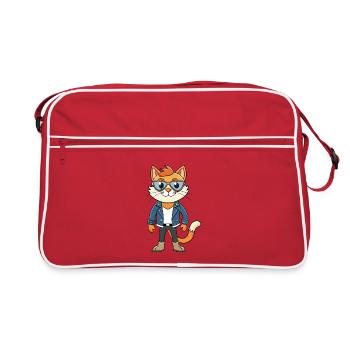Dilute Calico Funny Cartoon Kawaii Veste Lunettes de soleil - Sac Retro - rouge/blanc - Devant