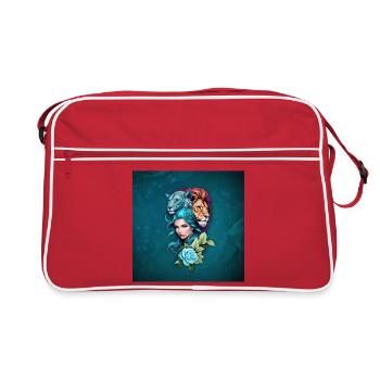 Beautiful Woman Head With Expressive Eyes - Retro Bag - red/white - Front