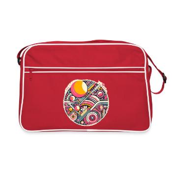 Neon Geometry — Orbit Bloom - Retro Tasche - Rot/Weiß - Vorne