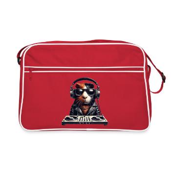 DJ - Meerschweinchen für Musik, Party & DJs - Retro Tasche - Rot/Weiß - Vorne