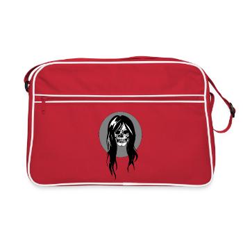 Weiblicher Schädel - Retro Tasche - Rot/Weiß - Vorne
