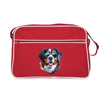 Bouvier bernois avec lunettes de soleil - Sac Retro - rouge/blanc - Devant