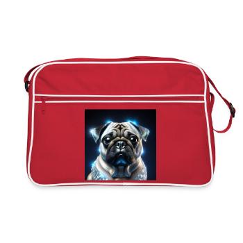 Chien futuriste avec des accents scintillants - Sac Retro - rouge/blanc - Devant