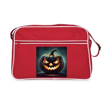 Halloween, Pumpkin, Monster - Retro Bag - red/white - Front