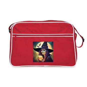 Halloween, Witch, Pumpkin - Retro Bag - red/white - Front