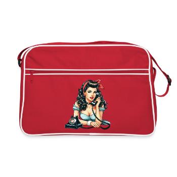 Rockabilly Woman Dials Phone Gift - Retro Bag - red/white - Front