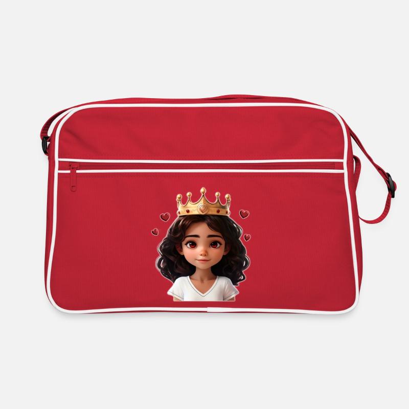 Süßes Mädchen mit Krone und Herzchen Retro Tasche
