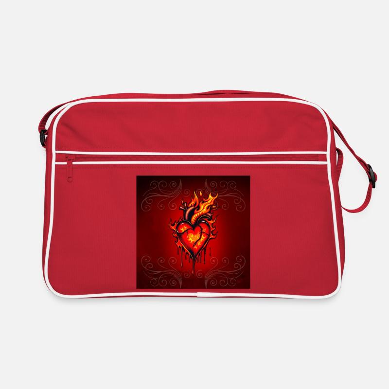 Flammendes Herz. Retro Tasche